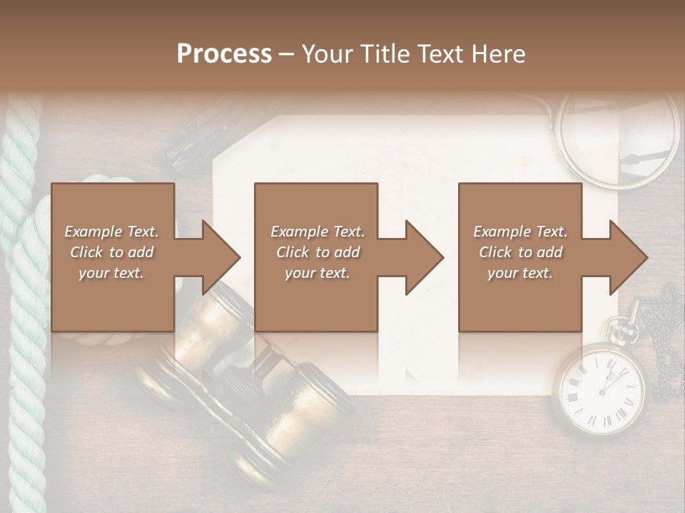 A Wooden Table Topped With A Paper And A Compass PowerPoint Template