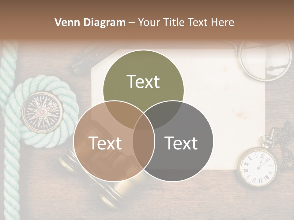 A Wooden Table Topped With A Paper And A Compass PowerPoint Template
