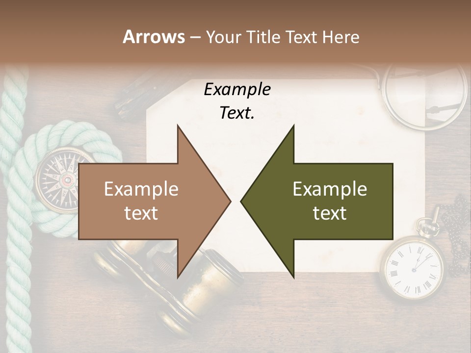 A Wooden Table Topped With A Paper And A Compass PowerPoint Template