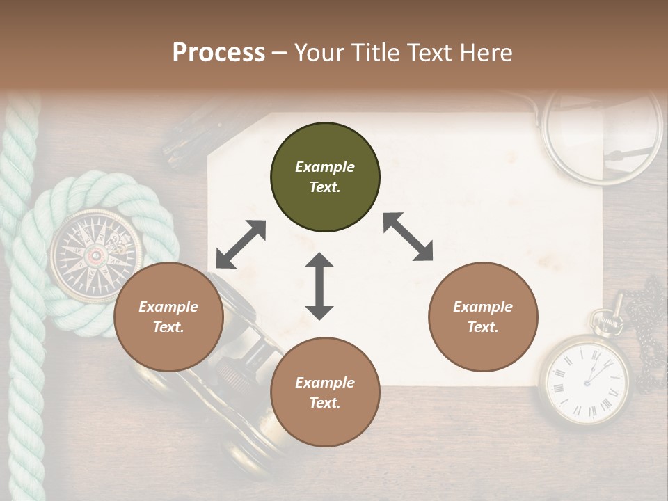 A Wooden Table Topped With A Paper And A Compass PowerPoint Template