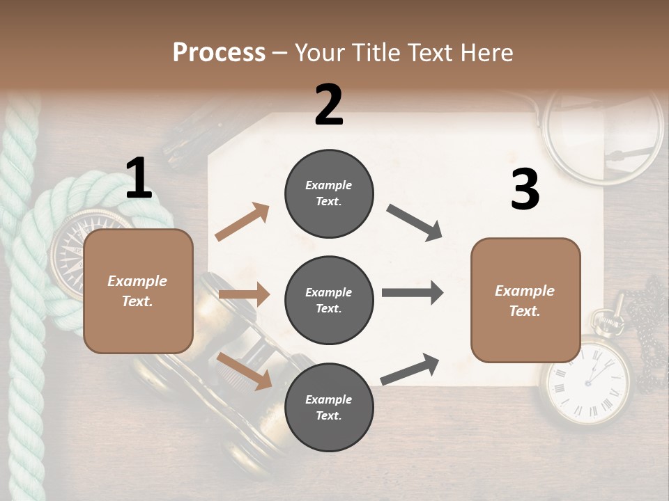 A Wooden Table Topped With A Paper And A Compass PowerPoint Template