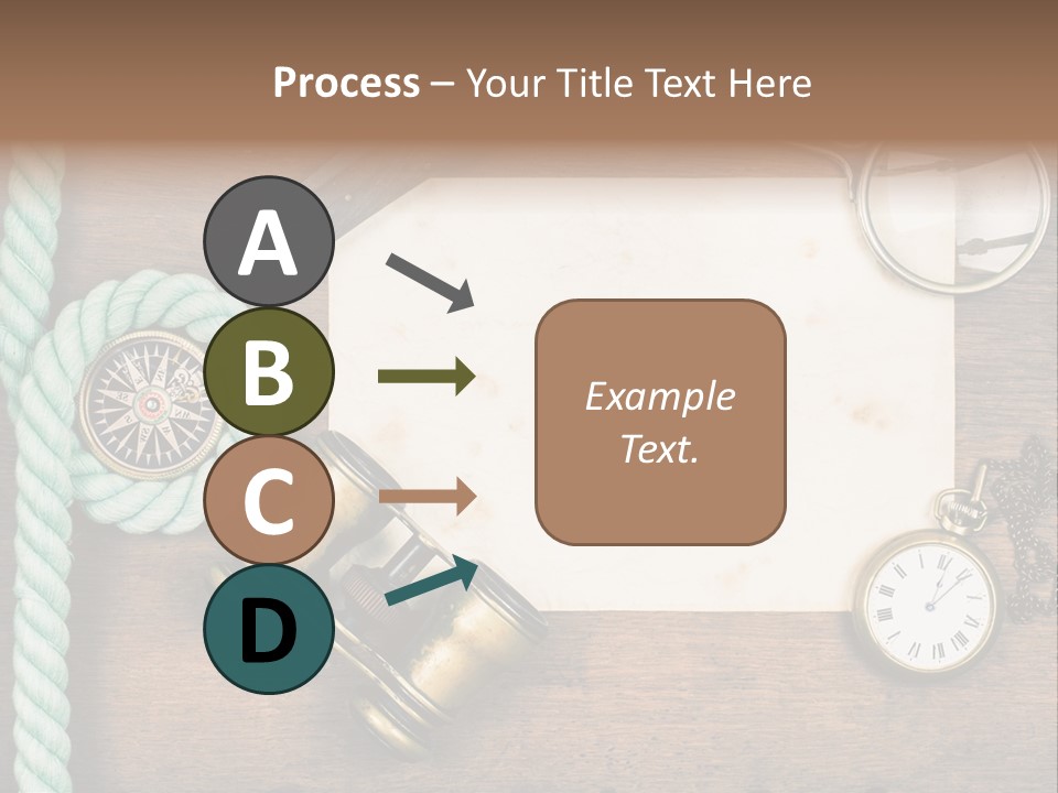 A Wooden Table Topped With A Paper And A Compass PowerPoint Template