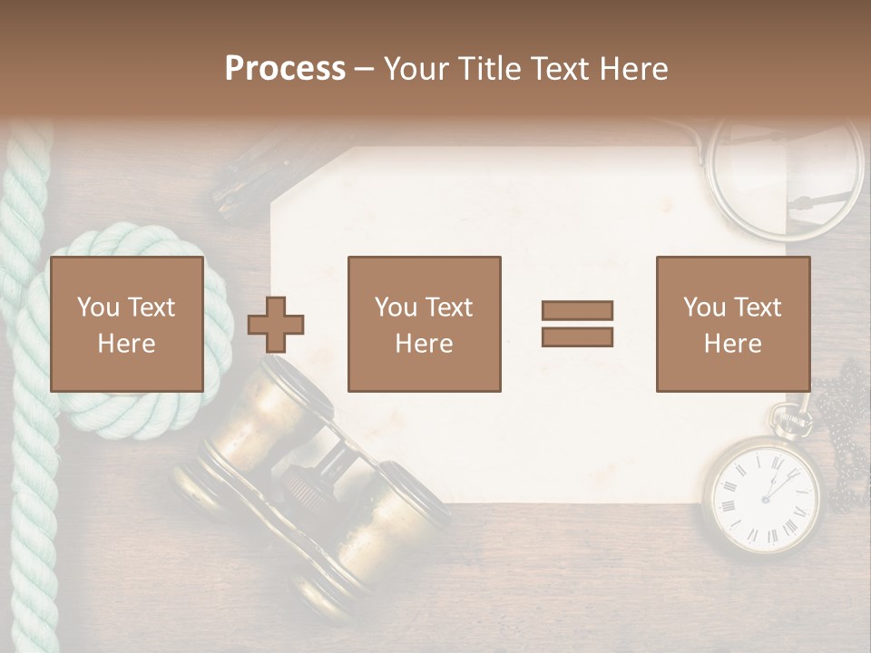 A Wooden Table Topped With A Paper And A Compass PowerPoint Template