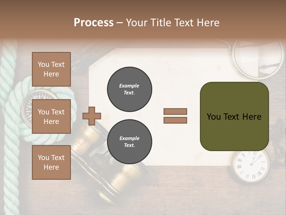 A Wooden Table Topped With A Paper And A Compass PowerPoint Template