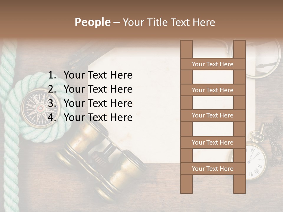 A Wooden Table Topped With A Paper And A Compass PowerPoint Template