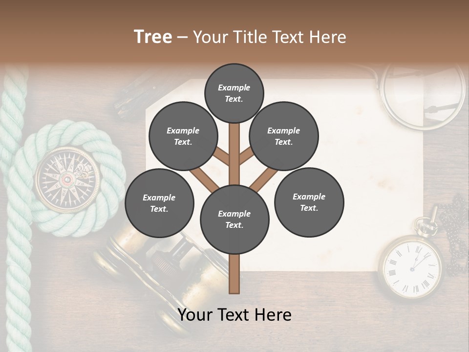 A Wooden Table Topped With A Paper And A Compass PowerPoint Template