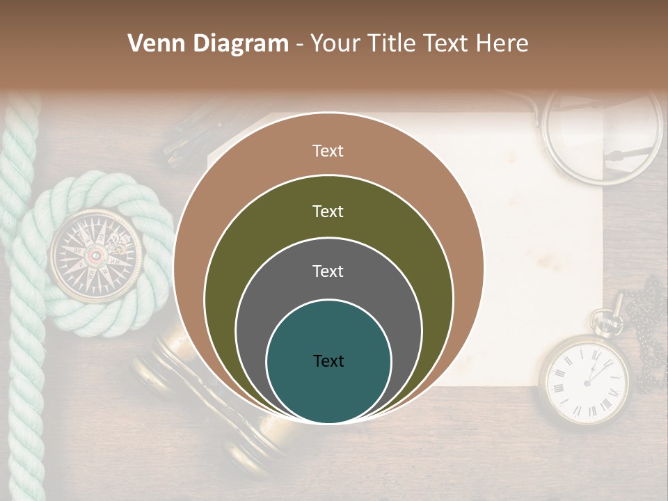 A Wooden Table Topped With A Paper And A Compass PowerPoint Template