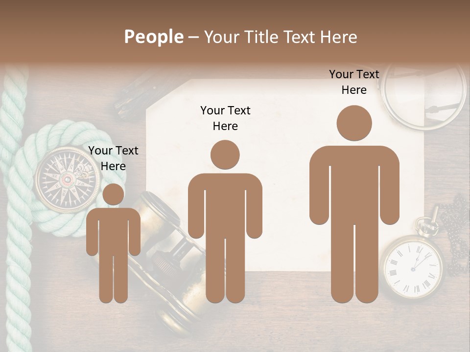 A Wooden Table Topped With A Paper And A Compass PowerPoint Template