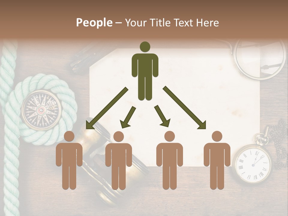 A Wooden Table Topped With A Paper And A Compass PowerPoint Template