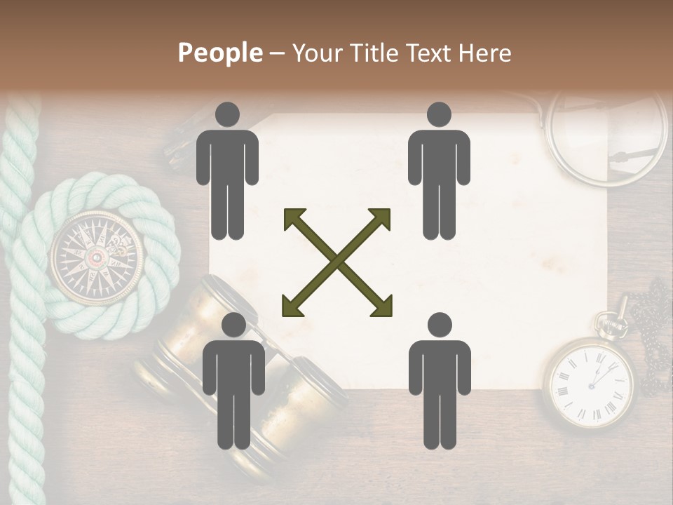 A Wooden Table Topped With A Paper And A Compass PowerPoint Template