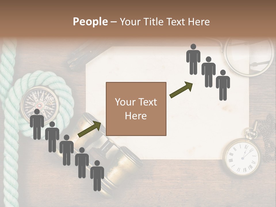 A Wooden Table Topped With A Paper And A Compass PowerPoint Template
