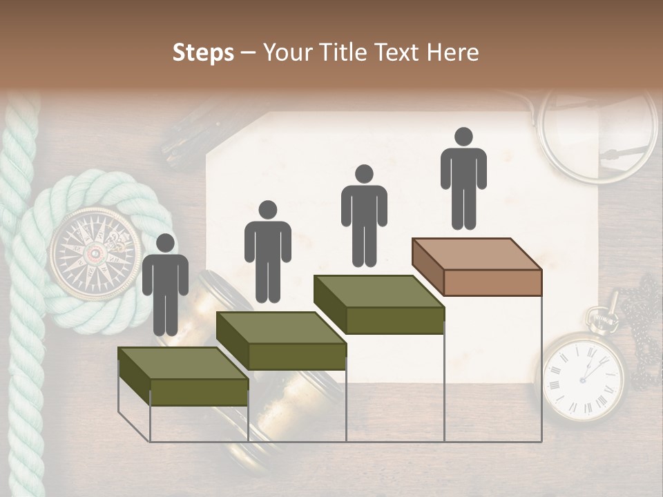 A Wooden Table Topped With A Paper And A Compass PowerPoint Template