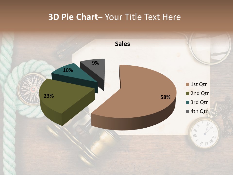 A Wooden Table Topped With A Paper And A Compass PowerPoint Template