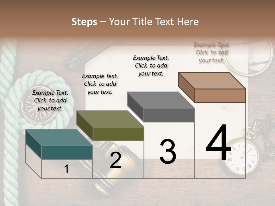 A Wooden Table Topped With A Paper And A Compass PowerPoint Template