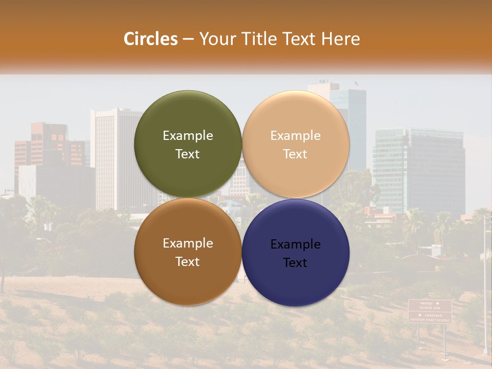 A City Skyline With Palm Trees In The Foreground PowerPoint Template