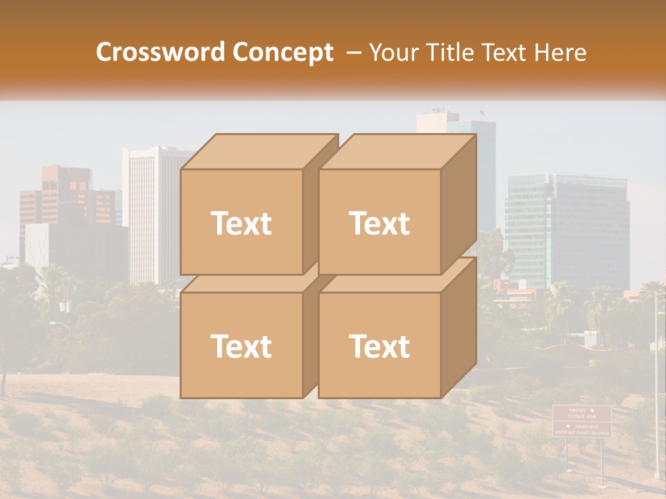 A City Skyline With Palm Trees In The Foreground PowerPoint Template