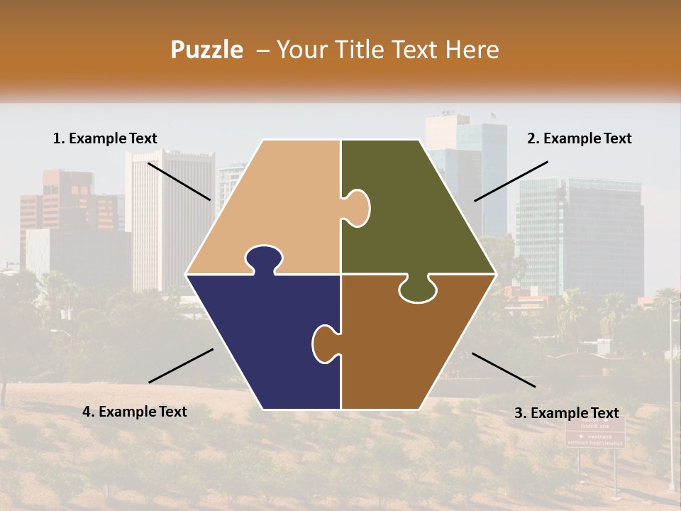 A City Skyline With Palm Trees In The Foreground PowerPoint Template