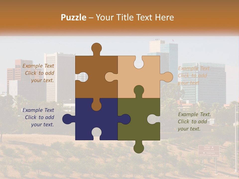 A City Skyline With Palm Trees In The Foreground PowerPoint Template