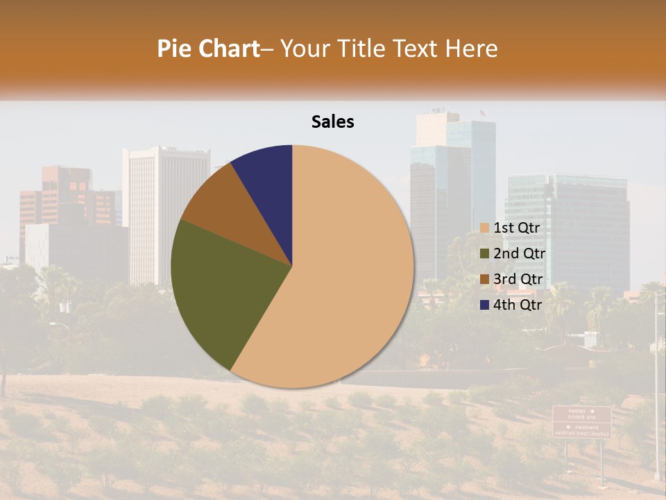 A City Skyline With Palm Trees In The Foreground PowerPoint Template