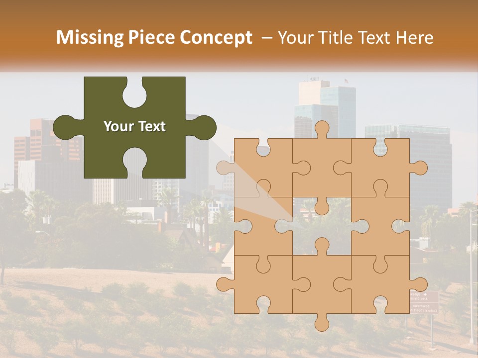 A City Skyline With Palm Trees In The Foreground PowerPoint Template