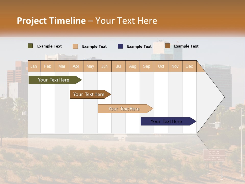 A City Skyline With Palm Trees In The Foreground PowerPoint Template
