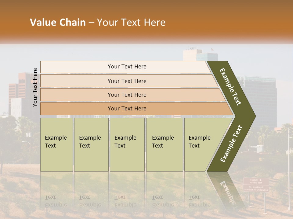 A City Skyline With Palm Trees In The Foreground PowerPoint Template