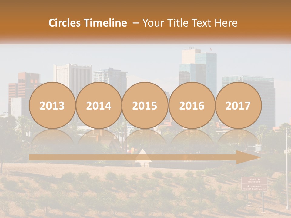 A City Skyline With Palm Trees In The Foreground PowerPoint Template