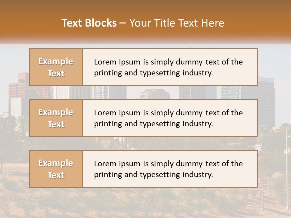A City Skyline With Palm Trees In The Foreground PowerPoint Template