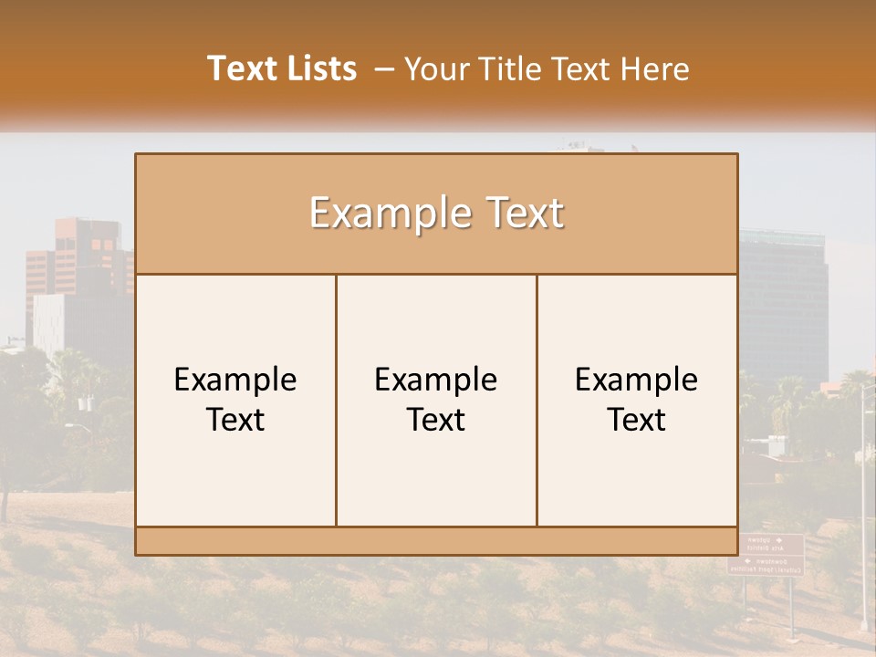 A City Skyline With Palm Trees In The Foreground PowerPoint Template