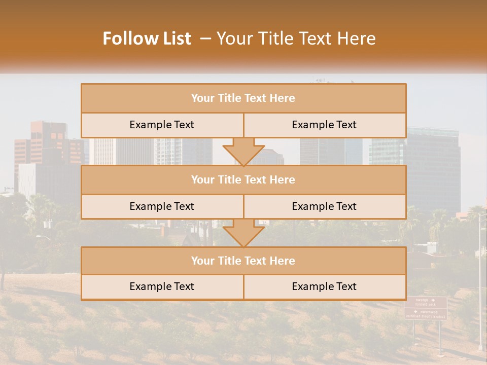 A City Skyline With Palm Trees In The Foreground PowerPoint Template