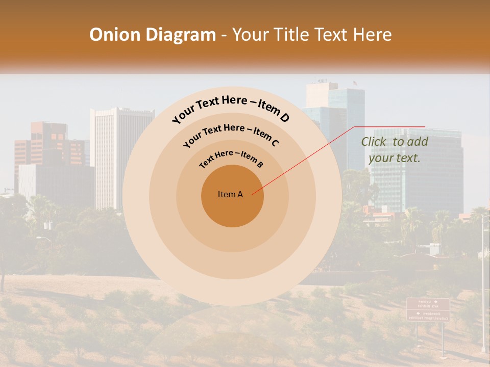A City Skyline With Palm Trees In The Foreground PowerPoint Template