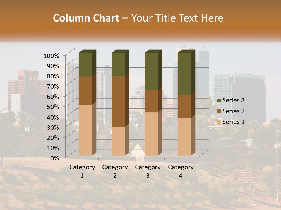 A City Skyline With Palm Trees In The Foreground PowerPoint Template