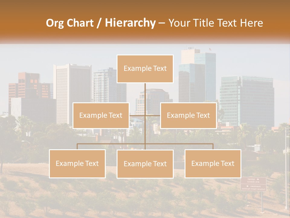 A City Skyline With Palm Trees In The Foreground PowerPoint Template