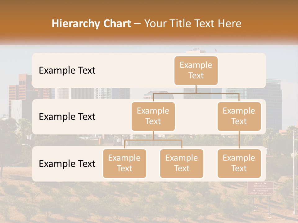 A City Skyline With Palm Trees In The Foreground PowerPoint Template