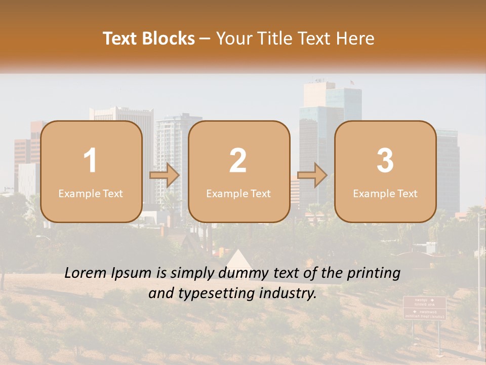 A City Skyline With Palm Trees In The Foreground PowerPoint Template
