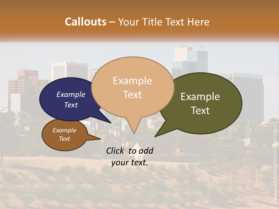 A City Skyline With Palm Trees In The Foreground PowerPoint Template