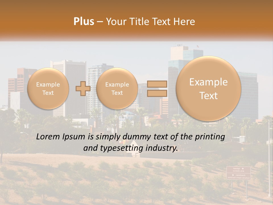 A City Skyline With Palm Trees In The Foreground PowerPoint Template