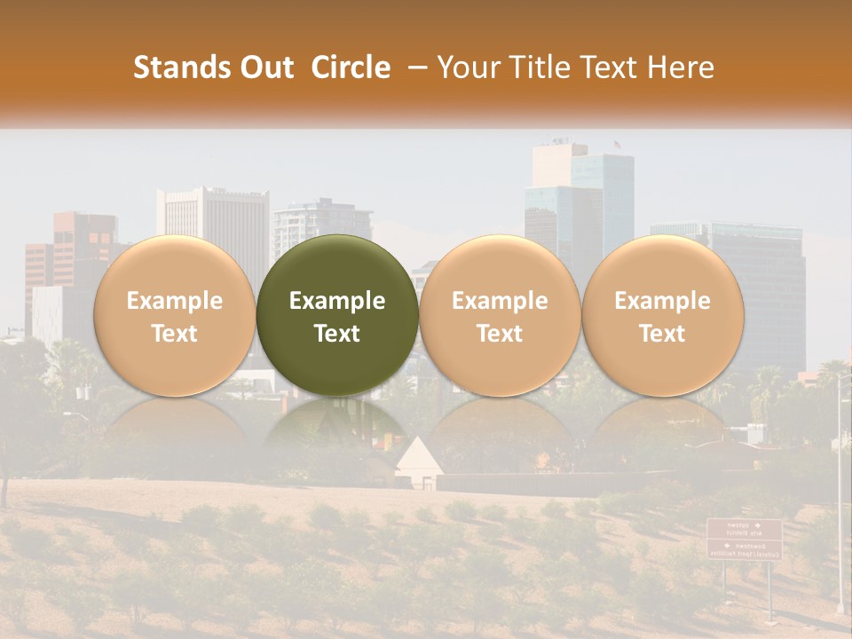 A City Skyline With Palm Trees In The Foreground PowerPoint Template