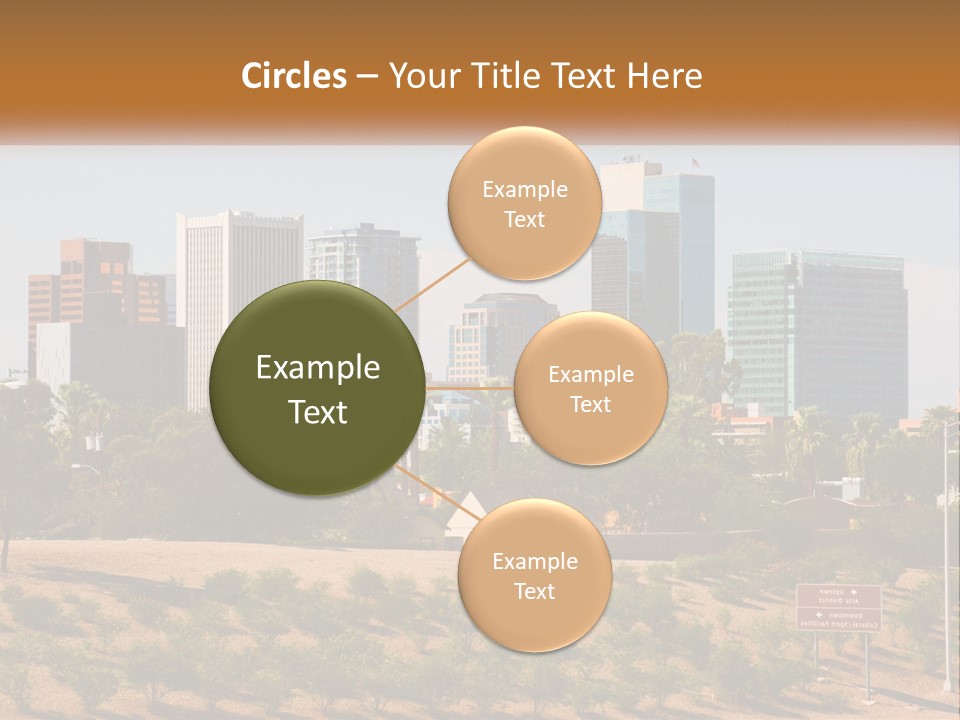 A City Skyline With Palm Trees In The Foreground PowerPoint Template