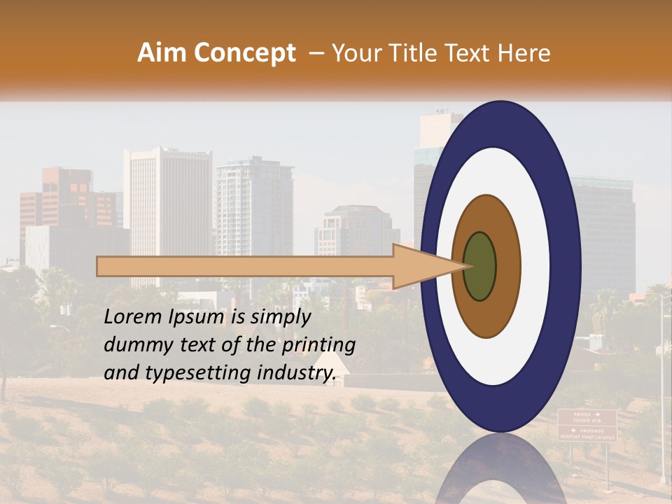 A City Skyline With Palm Trees In The Foreground PowerPoint Template