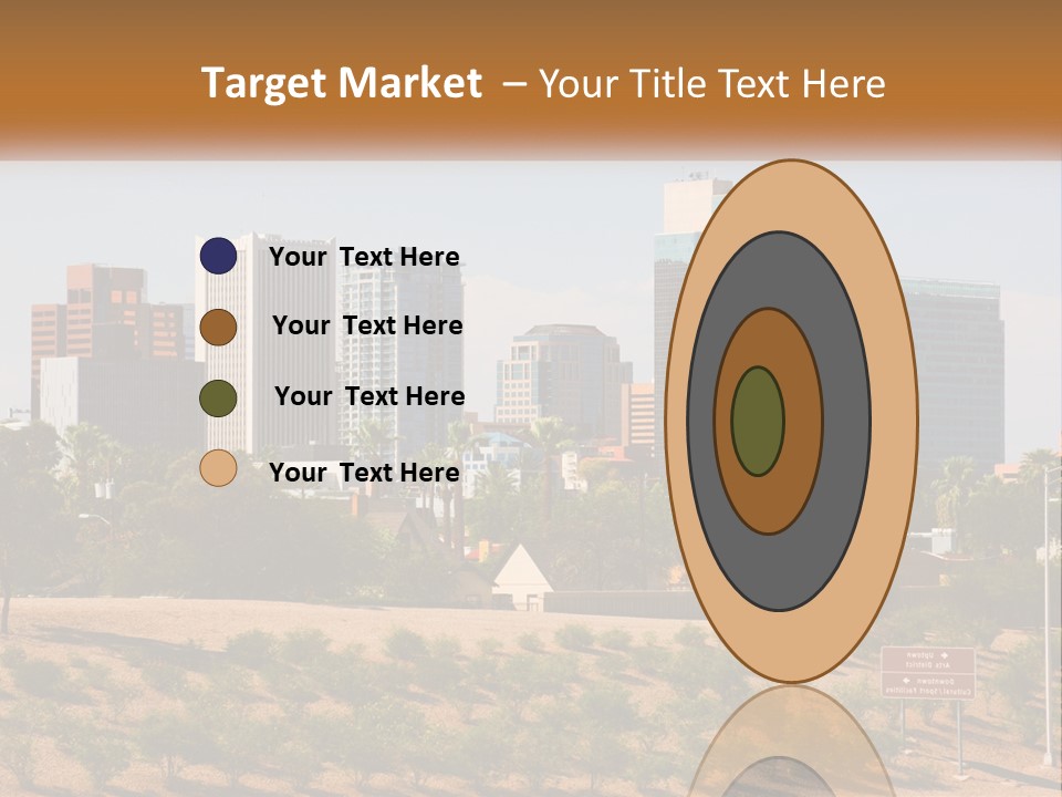 A City Skyline With Palm Trees In The Foreground PowerPoint Template