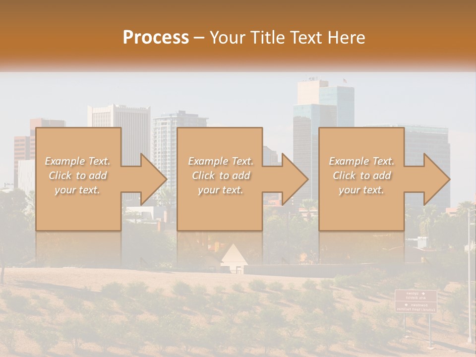 A City Skyline With Palm Trees In The Foreground PowerPoint Template