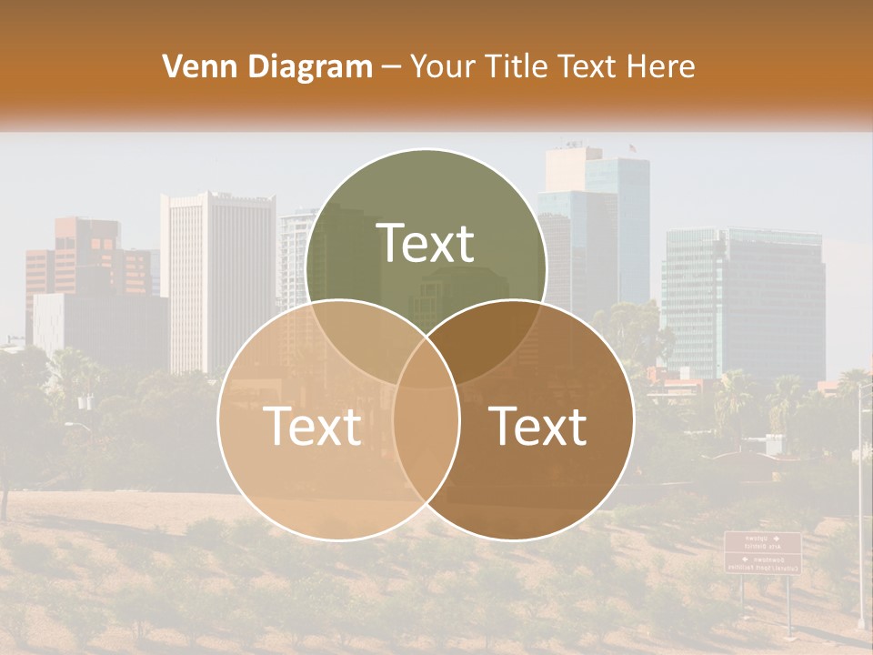 A City Skyline With Palm Trees In The Foreground PowerPoint Template