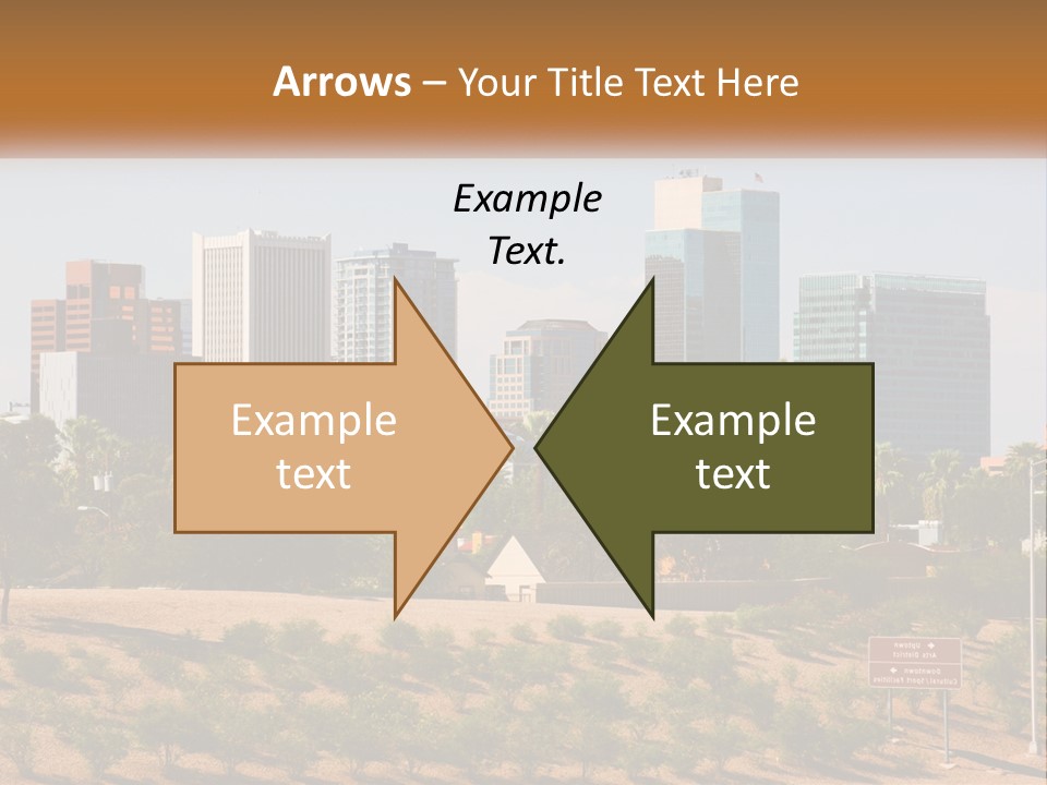 A City Skyline With Palm Trees In The Foreground PowerPoint Template