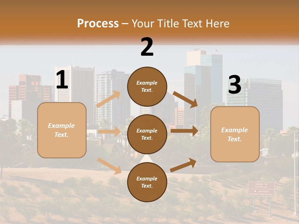 A City Skyline With Palm Trees In The Foreground PowerPoint Template