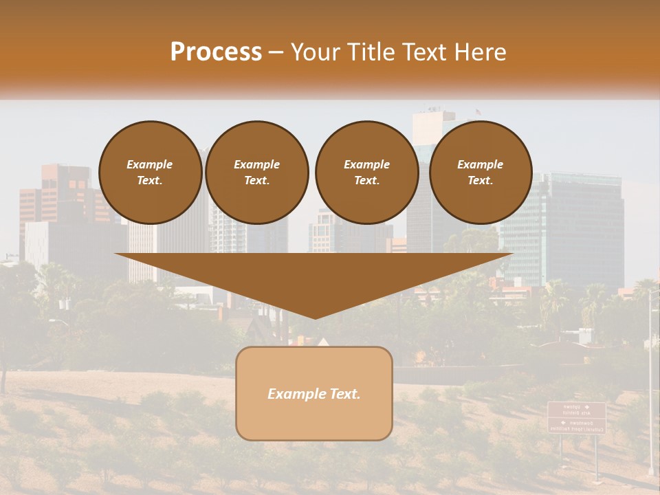 A City Skyline With Palm Trees In The Foreground PowerPoint Template