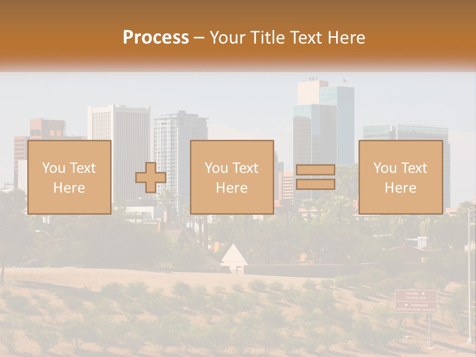 A City Skyline With Palm Trees In The Foreground PowerPoint Template
