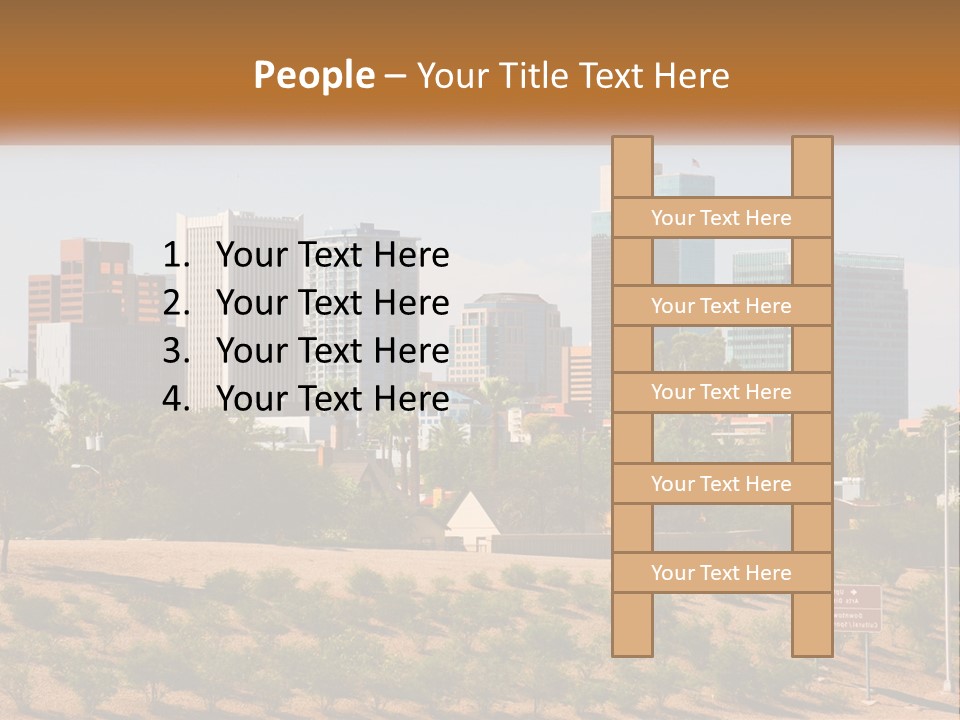 A City Skyline With Palm Trees In The Foreground PowerPoint Template