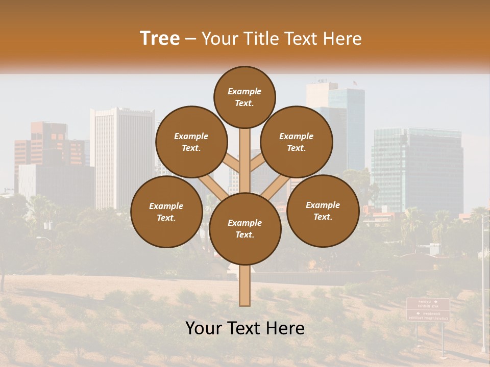 A City Skyline With Palm Trees In The Foreground PowerPoint Template