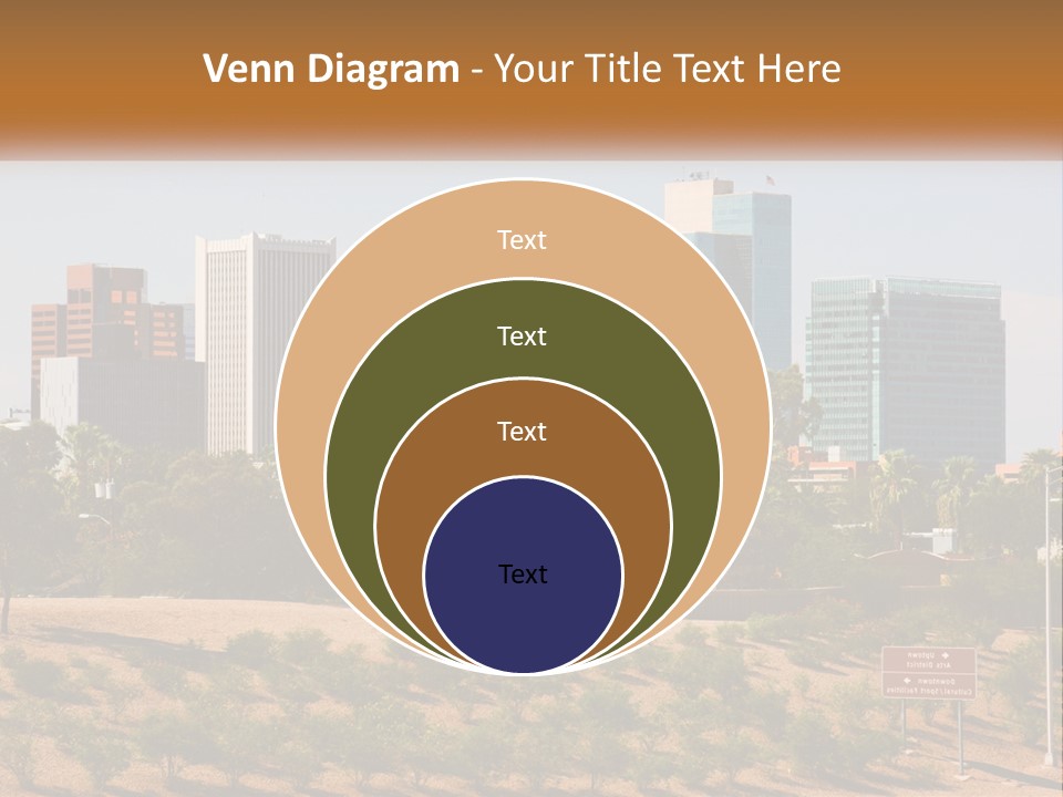 A City Skyline With Palm Trees In The Foreground PowerPoint Template